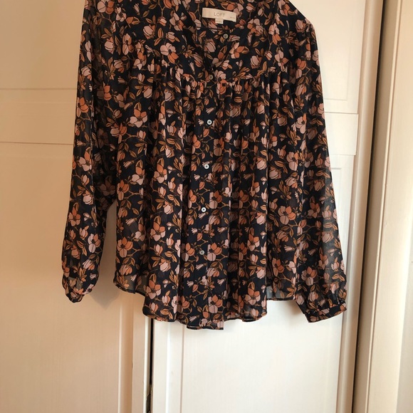 LOFT Tops - LOFT Orange/cream/black blouse